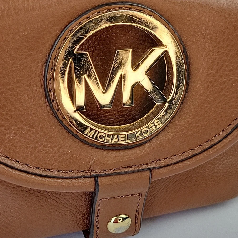 Michael Kors Fulton Pebbled Leather Hobo Bag Brown